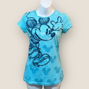 Disneyland Resort Disney World Mickey Mouse Graphic T-Shirt Blue Juniors Size M